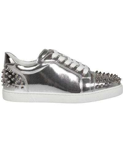 Christian Louboutin Sneakers in pelle metallica con spikes - Grigio