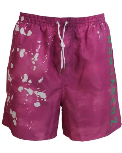 DSquared² Short da spiaggia uomo rosa tie dye logo