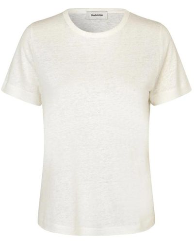 Modström Camiseta básica de lino blanco holt