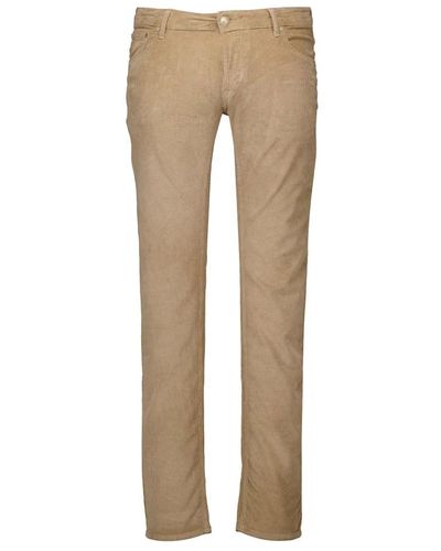 Hand Picked Straight Trousers - Natural