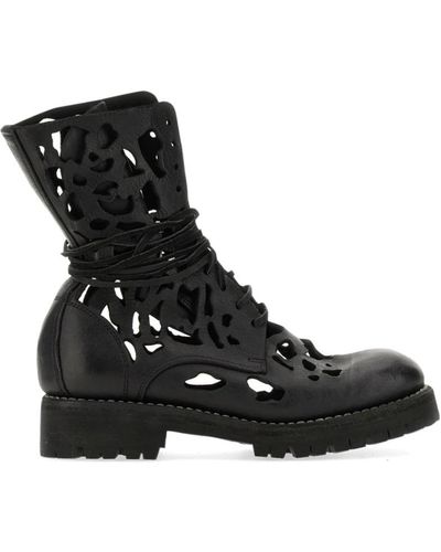 Guidi Ankle Boot With Cut Out Details - Black