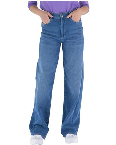 Liu Jo Jeans a gamba larga con strass - Blu