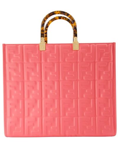 Fendi Geprägte ledertasche mit verstellbarem riemen - Pink