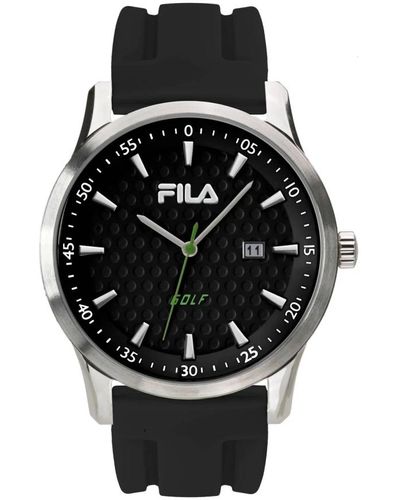 Fila Orologio da golf con data e cinturino in silicone - Nero