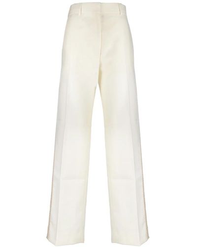 Palm Angels Pantalones crema - corte regular - adecuados para todas las temperaturas - 55% poliéster - 45% lana - Blanco
