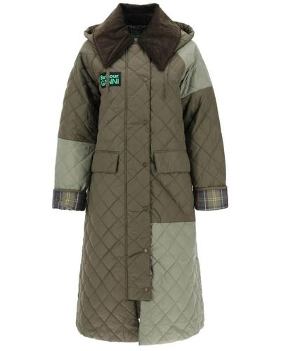 Barbour Trench coat trapuntato con design a blocchi di colore - Verde