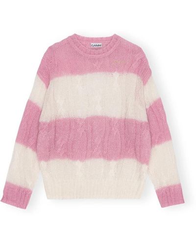 Ganni Round-Neck Knitwear - Pink