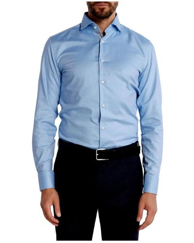 BOSS Camicia slim fit in twill di cotone con dettagli a contrasto - Blu