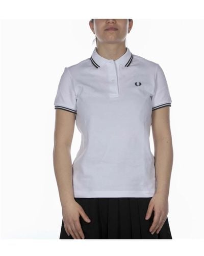 Fred Perry Twin tipped weisses poloshirt - Blau