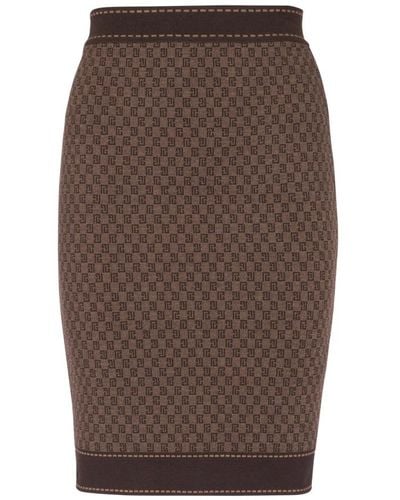 Balmain Mini Monogram Jacquard Skirt - Brown
