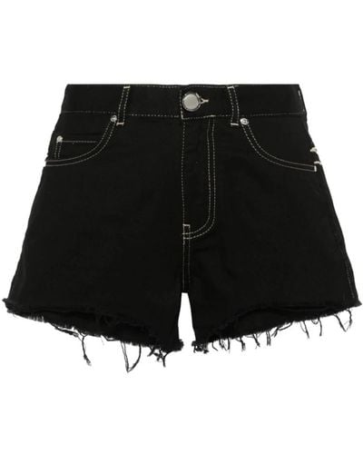 Pinko Shorts de mezclilla desgastados con bordado de love birds - Negro