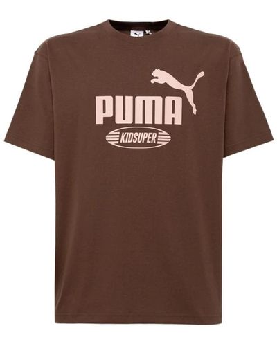 PUMA Maxi logo crew neck t-shirt - Braun