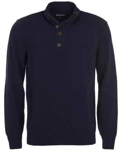 Barbour Navy half zip patch sweater - Blu