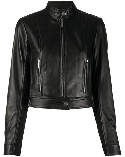 Michael Kors Leather Biker Jacket - Noir
