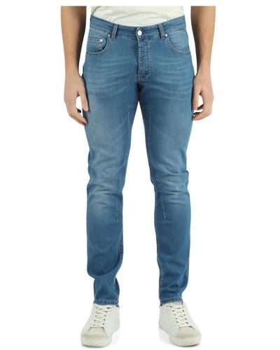 Daniele Alessandrini Grey: pantalone jeans cinque tasche con placca logo - Blu