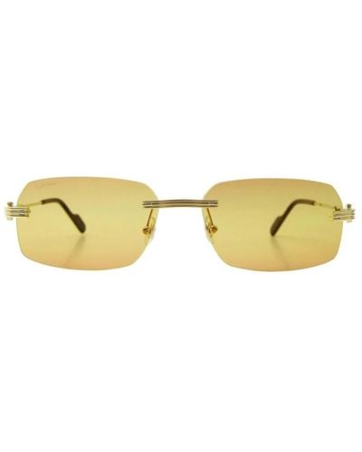 Cartier Rechteckige randlose sonnenbrille mit metallrahmen - Gelb