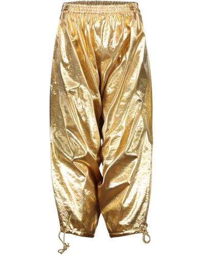 Junya Watanabe Pantalones dorados con cintura elástica - Metálico