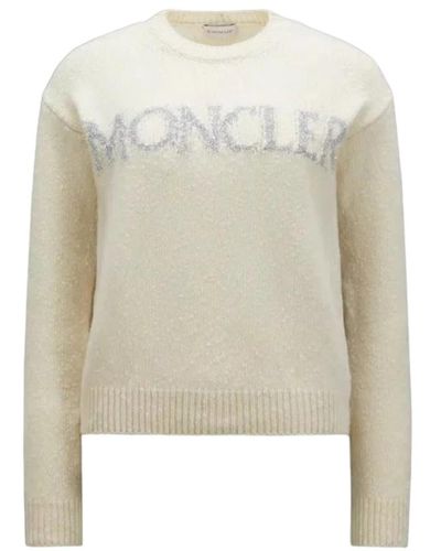 Moncler Metallic logo wollpullover - Weiß
