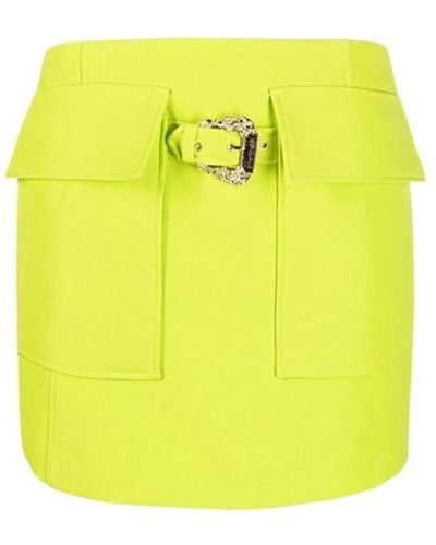Versace Kurzer rock mit barocker schnalle und taschen - Gelb