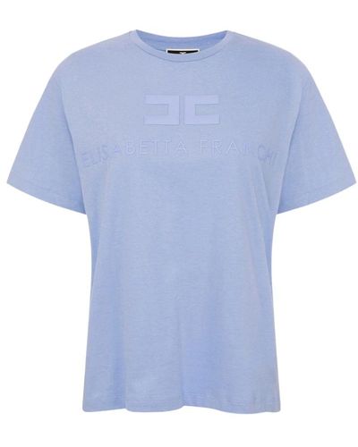 Elisabetta Franchi T-shirt donna logo stampato - Blu