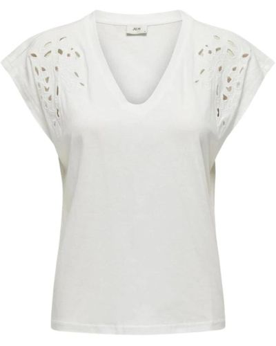 Jacqueline De Yong Camiseta casual de algodón para mujer - Blanco