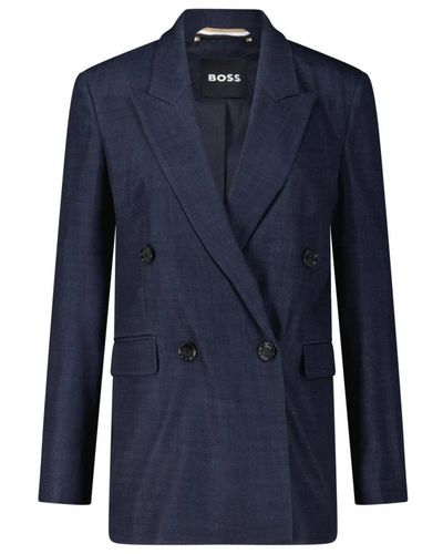 BOSS Taillierter blazer mit klassischen details - Blau