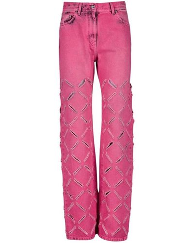 Versace Zerstörte straight leg jeans - Pink