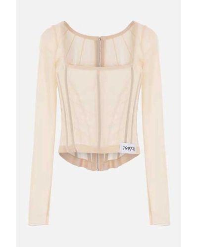 Dolce & Gabbana Top corto corsetto rosa - Bianco