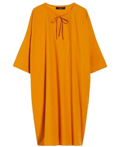 Weekend by Maxmara Vestido midi estilo túnica de algodón - Naranja