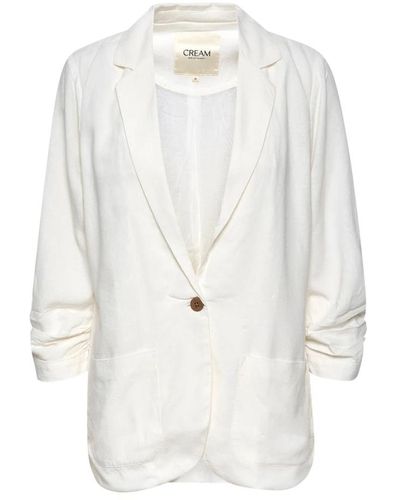 Cream Jackets > blazers - Blanc