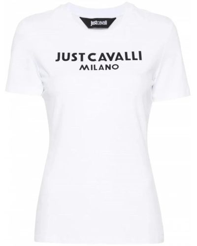 Roberto Cavalli Stilvolle weiße t-shirts und polos