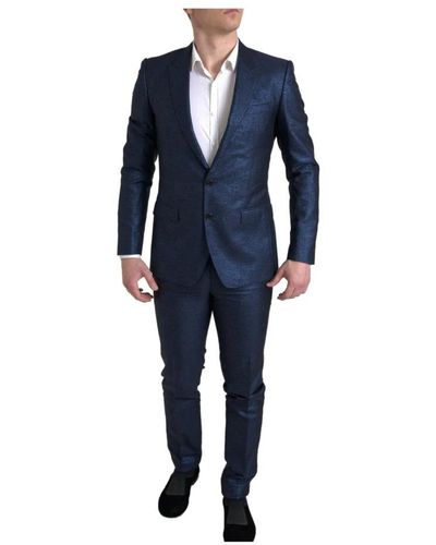 Dolce & Gabbana Blue 2 Piece Single Breasted Martini Suit