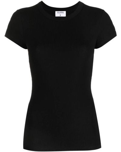 Filippa K Camiseta negra de costilla fina - Negro