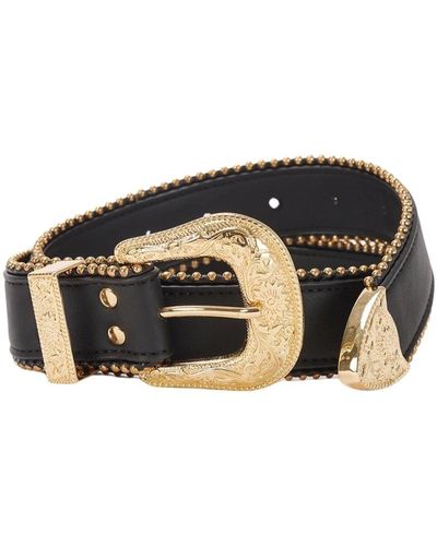 Silvian Heach Cinturón con hebilla dorada estilo western - Negro