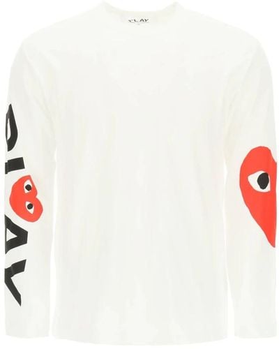 COMME DES GARÇONS PLAY T-shirt a maniche lunghe con logo cuore - Bianco