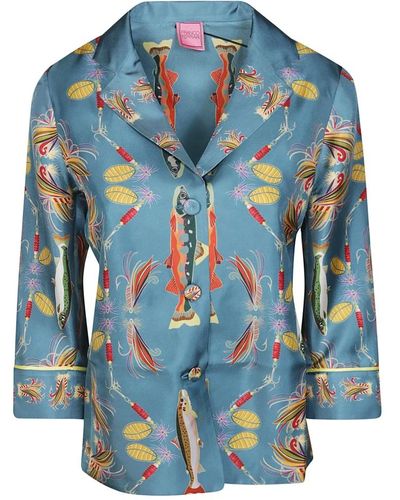Franco Ferrari Camisa de pijama estampada de pescado - Azul