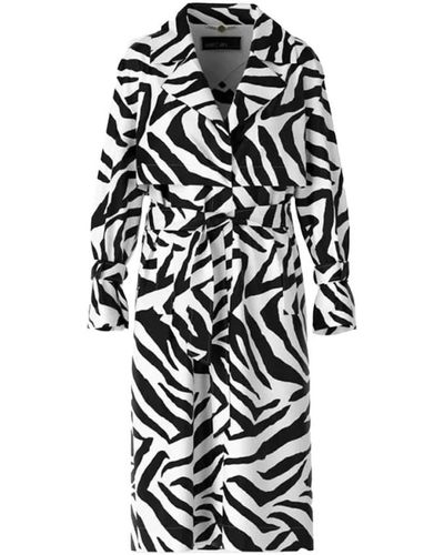 Marc Cain Trench coat bianco con stampa zebra - Nero