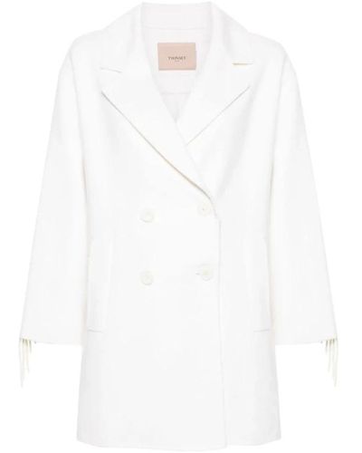 Twin Set Double-Breasted Coats - White