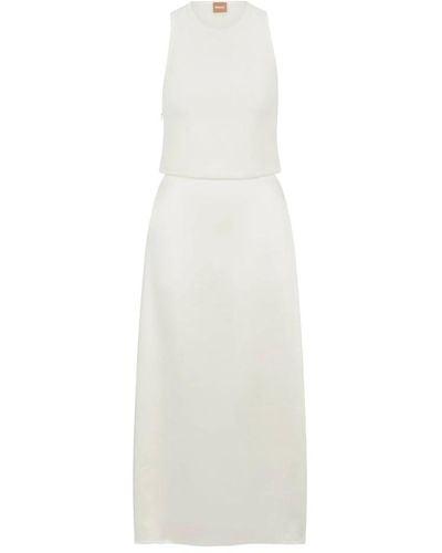 BOSS Tag Maxi Kleid - Weiß