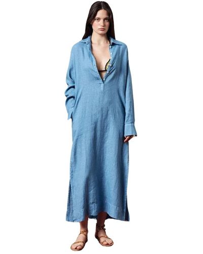 Massimo Alba Jenny maxi leinen kaftan - Blau