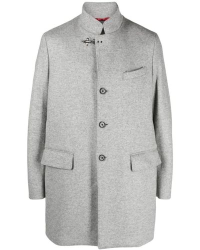 Fay Single-Breasted Coats - Grey