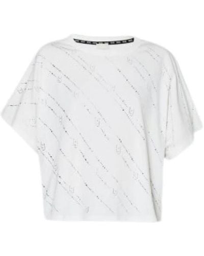 Liu Jo Weiße baumwoll-t-shirt mit strass