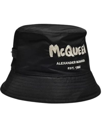 Alexander McQueen Schwarzer stoff bucket hat