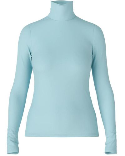 Marc Cain Elegantes Langarm-Turtleneck-Shirt - Blau