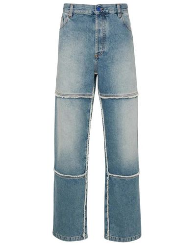 Marcelo Burlon Medium stone straight leg denim jeans - Blau