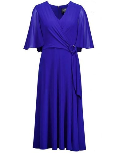 Joseph Ribkoff Elegante vestito midi blu con maniche effetto mantella