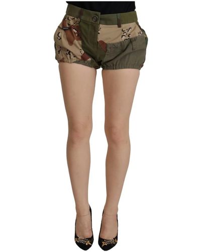 Dolce & Gabbana Armygrüne high-waist-baumwoll-hotpants