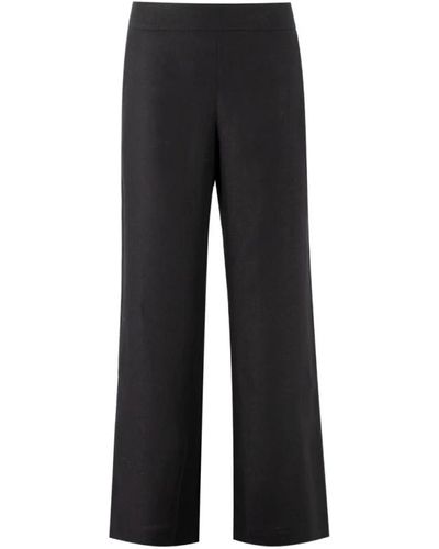 Ermanno Scervino Pantalones de lino negros con cintura elástica