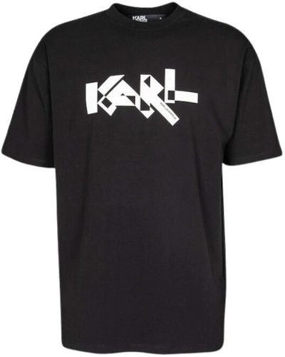 Karl Lagerfeld Schwarzes baumwoll-t-shirt regular fit