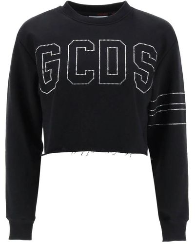 Gcds Cropped sweatshirt mit rhinestone-logo - Schwarz